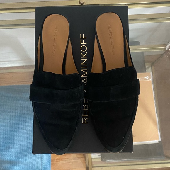 Rebecca Minkoff Mika Suede Mules Black - Picture 5 of 7